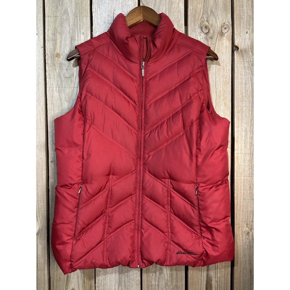 Eddie Bauer Red Puffer Vest 🔥 Goose Down Quilted | Women's L